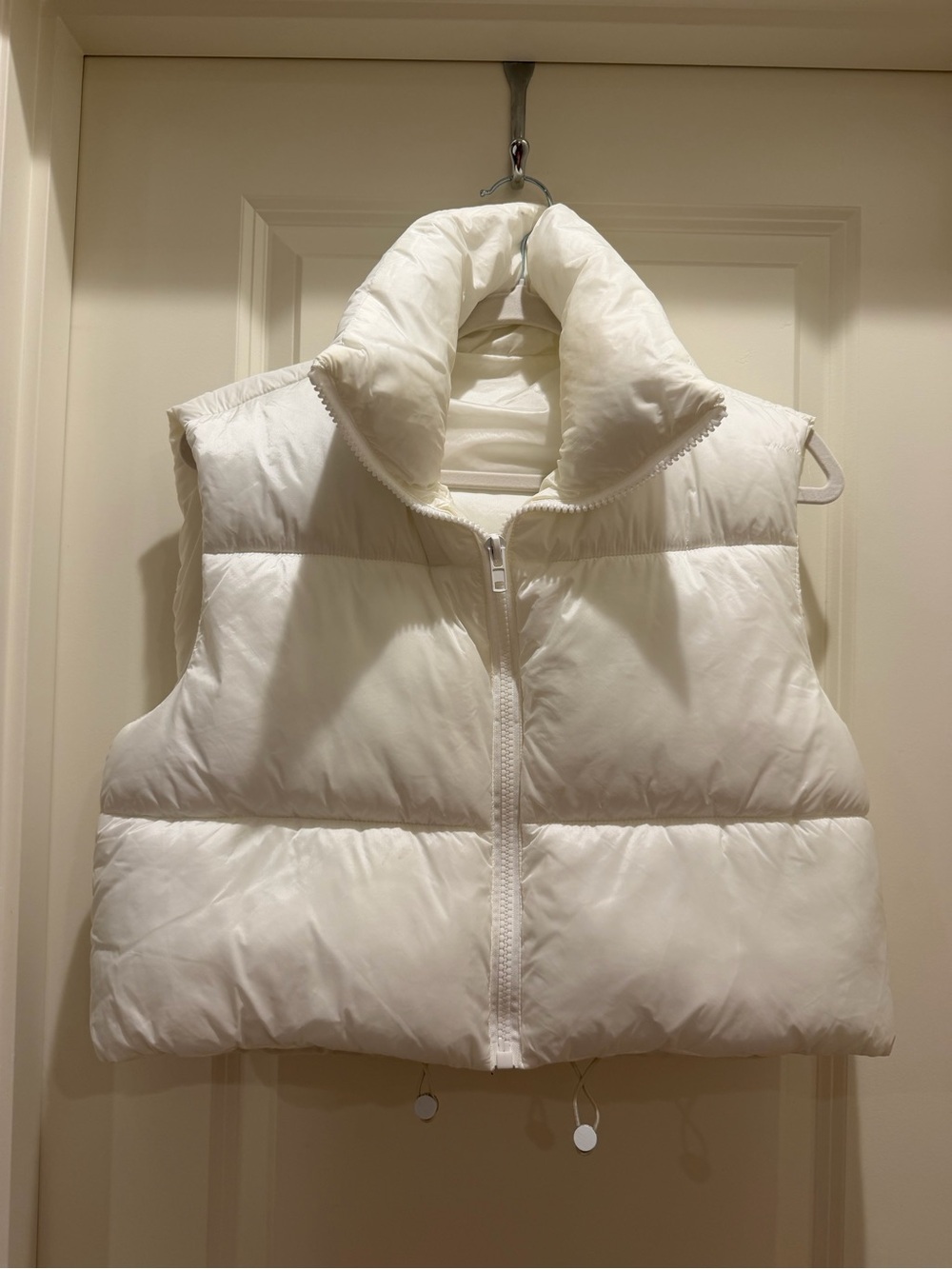 Amazon Women's White Quilted Puffer Vest with High Collar